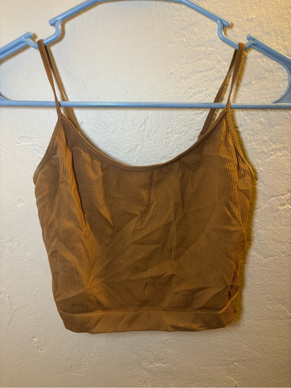 wild fable Ribbed Spaghetti-Strap Crop Tank Top - Brown